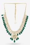 Buy PRERTO Green Floral Carved And Bead Drop Long Necklace at Aza Fashions Buy_PRERTO_Green Floral Carved And Bead Drop Long Necklace_at_Aza_Fashions