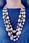 Buy_PRERTO_Pink Claudia Bead Layered Necklace _at_Aza_Fashions