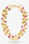 Shop_PRERTO_Pink Claudia Bead Layered Necklace _at_Aza_Fashions