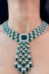 Buy_Prerto_Green Diza Emerald Stone Studded Fringe Choker _at_Aza_Fashions