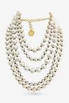 Shop_PRERTO_White Elara Bead Layered Necklace _at_Aza_Fashions