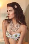 PRERTO_White Elara Bead Layered Necklace _Online_at_Aza_Fashions