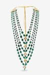 Buy_Prerto_Green Stone Ellmeera Bead Embellished Layered Pendant Necklace _at_Aza_Fashions