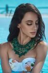 Buy_PRERTO_Green Fiona Bead Embellished Layered Necklace _at_Aza_Fashions