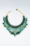Buy_PRERTO_Green Fiona Bead Embellished Layered Necklace _Online_at_Aza_Fashions