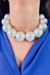Buy_PRERTO_White Pearly Ophelia Choker Necklace _at_Aza_Fashions