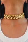 Buy_Prerto_Gold Plated Stones Embellished Reyah Cut Work Choker Necklace _at_Aza_Fashions