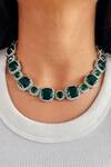 Buy_Prerto_Green Emerald And Crystal Stones Embellished Sage Choker Necklace _at_Aza_Fashions