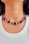 Buy_PRERTO_Red Sage Ruby Stone Embellished Choker Necklace_at_Aza_Fashions