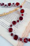 Shop_PRERTO_Red Sage Ruby Stone Embellished Choker Necklace_at_Aza_Fashions