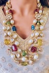 Buy_Prerto_Multi Color Crystal Sidra Embellished Layered Necklace _at_Aza_Fashions