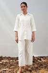Buy_Mulmul_White Pure Mulmul Caspia Schiffli Border Shirt With Pant_at_Aza_Fashions