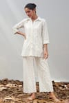 Shop_Mulmul_White Pure Mulmul Caspia Schiffli Border Shirt With Pant_at_Aza_Fashions