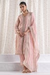 Shop_Mulmul_Pink Pure Mulmul Sawariya Floral Thread Embroidered Kurta With Pant_at_Aza_Fashions