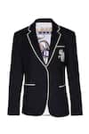 S&N By Shantnu Nikhil_Blue Polyester, Viscose, Lycra Embroidery Collared Notched Lapel Jacket_Online_at_Aza_Fashions