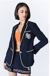 Buy_S&N By Shantnu Nikhil_Blue Polyester, Viscose, Lycra Embroidery Collared Notched Lapel Jacket_Online_at_Aza_Fashions