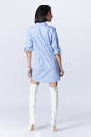 Shop_S&N by Shantnu Nikhil_Blue Cotton Embroidered Thread Patch Work And Stripe Placement Shirt Dress _at_Aza_Fashions