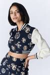 Buy S&N By Shantnu Nikhil Blue Lycra, Viscose, Polyester Embroidery Thread Embellished Varsity Jacket Online at Aza Fashions Buy_S&N By Shantnu Nikhil_Blue Lycra, Viscose, Polyester Embroidery Thread Embellished Varsity Jacket_Online_at_Aza_Fashions