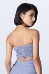 Shop_S&N By Shantnu Nikhil_Blue Cotton Sweetheart Neck Gingham Pattern Pleated Bustier _at_Aza_Fashions