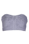 S&N By Shantnu Nikhil_Blue Cotton Sweetheart Neck Gingham Pattern Pleated Bustier _Online_at_Aza_Fashions