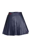 S&N by Shantnu Nikhil_Blue Parachute Plain Knife Pleated Skirt _Online_at_Aza_Fashions