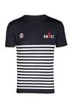 S&N By Shantnu Nikhil_Blue Cotton Embroidery Stripe Pattern Polo T Shirt_Online_at_Aza_Fashions