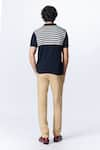 Shop_S&N by Shantnu Nikhil_Blue Recycled Nylon Embroidery Crest Stripe Pattern Knit T Shirt _at_Aza_Fashions