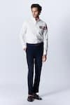 Buy_S&N by Shantnu Nikhil_Off White Suiting Embroidery Crest Placement Shirt _at_Aza_Fashions