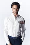 Buy_S&N by Shantnu Nikhil_Off White Suiting Embroidery Crest Placement Shirt _Online_at_Aza_Fashions