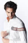 Shop_S&N by Shantnu Nikhil_Off White Suiting Embroidery Crest Placement Shirt _Online_at_Aza_Fashions