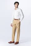 Buy_S&N by Shantnu Nikhil_Off White Suiting Embroidery Batsman Logo Placement Shirt _Online_at_Aza_Fashions