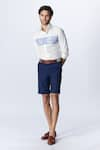 Buy_S&N by Shantnu Nikhil_Blue Suiting Plain Shorts _at_Aza_Fashions