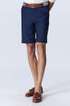 Buy_S&N by Shantnu Nikhil_Blue Suiting Plain Shorts _Online_at_Aza_Fashions