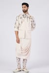 Buy_S&N by Shantnu Nikhil_Off White Poly Jersey Printed Jewellery Churidar _at_Aza_Fashions