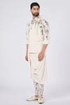 Buy_S&N by Shantnu Nikhil_Off White Poly Jersey Printed Jewellery Churidar _Online_at_Aza_Fashions