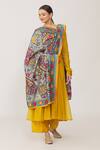 Buy_Naintara Bajaj_Grey Chanderi Sequins Phulkari Work Dupatta_at_Aza_Fashions
