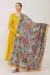 Shop_Naintara Bajaj_Grey Chanderi Sequins Phulkari Work Dupatta_at_Aza_Fashions