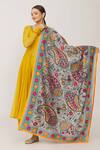 Buy_Naintara Bajaj_Grey Chanderi Sequins Phulkari Work Dupatta_Online_at_Aza_Fashions