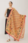 Buy_Samyukta Singhania_Orange Embroidered Phulkari Chanderi And Sequin Work Dupatta _at_Aza_Fashions