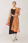 Shop_Samyukta Singhania_Orange Embroidered Phulkari Chanderi And Sequin Work Dupatta _at_Aza_Fashions