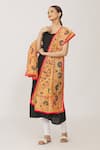 Samyukta Singhania_Orange Embroidered Phulkari Chanderi And Sequin Work Dupatta _Online_at_Aza_Fashions