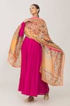 Samyukta Singhania_Orange Embroidered Phulkari Chanderi Work Dupatta _Online_at_Aza_Fashions