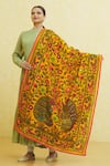 Buy_Samyukta Singhania_Orange Embroidered Phulkari Figurine And Botanical Pattern Dupatta _at_Aza_Fashions