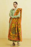 Samyukta Singhania_Orange Embroidered Phulkari Figurine And Botanical Pattern Dupatta _Online_at_Aza_Fashions