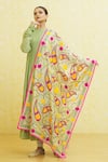 Buy_Samyukta Singhania_Beige Embroidered Phulkari Botanical Work Dupatta _Online_at_Aza_Fashions