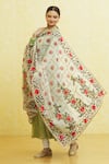 Buy_Samyukta Singhania_Beige Embroidered Phulkari Gota Embellished Dupatta _at_Aza_Fashions