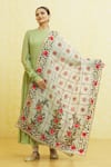 Shop_Samyukta Singhania_Beige Embroidered Phulkari Gota Embellished Dupatta _at_Aza_Fashions