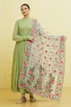 Shop_Samyukta Singhania_Beige Embroidered Phulkari Gota Patti Work Dupatta _at_Aza_Fashions