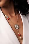 Buy_joules by radhika_Gold Plated Embellished Antique Polki Coral Necklace _at_Aza_Fashions