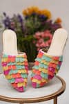 Buy_House of Vian_Multi Color Embellished Petal Applique Strap Mules _at_Aza_Fashions